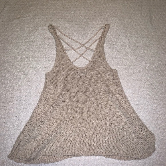 American Eagle Cream Knit Tank Top Size Small Like New - Picture 4 of 5